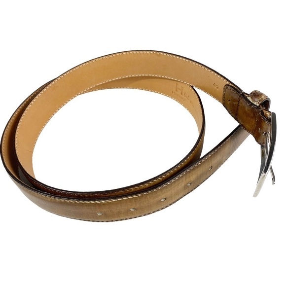 HARRIS DAL Barneys New York Men's Brown Leather Belt - Picture 2 of 10